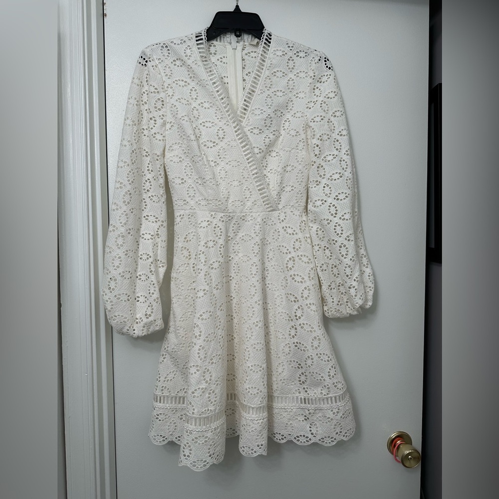 Ted Baker London White A-line Long Sleeve Dress